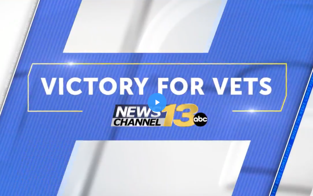 Victory for Vets video screenshot on news 13 logo blue red and white background