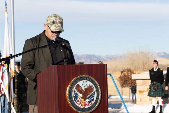 Veteran speaking at public event